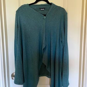 BoBeau L Rich teal one button sweater/cape